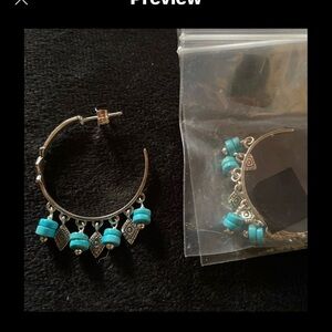 Silpada sterling NEW Hoop Earrings with Turquoise Accents